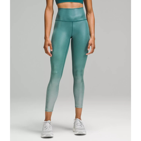B2 New Lululemon Wunder Train HR Tight 25” Foil Green LW5FYNS GFE2 Size 0 $118 - Picture 1 of 4